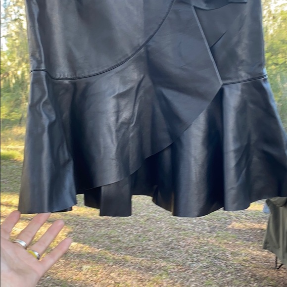 Michael Kors Collection black leather pencil skirt